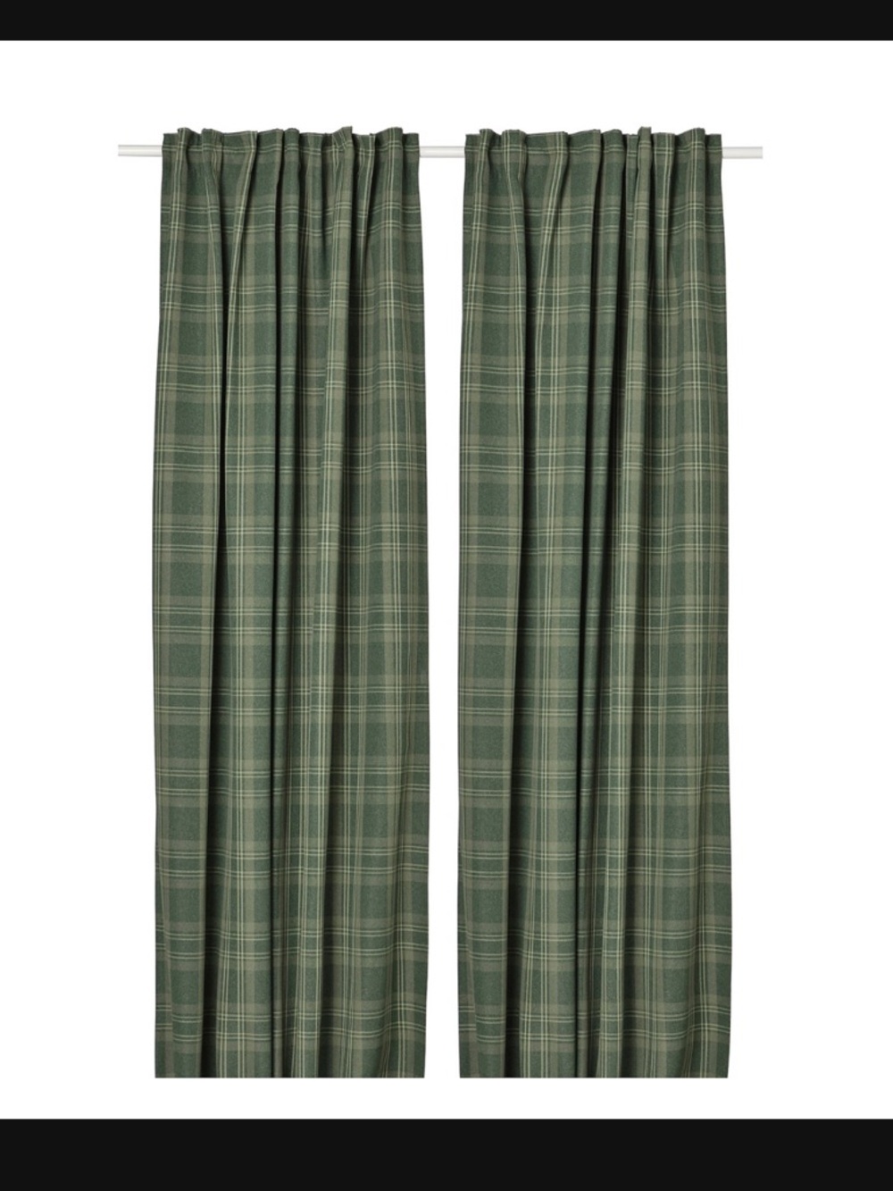Pair of Green Plaid Curtain Panels